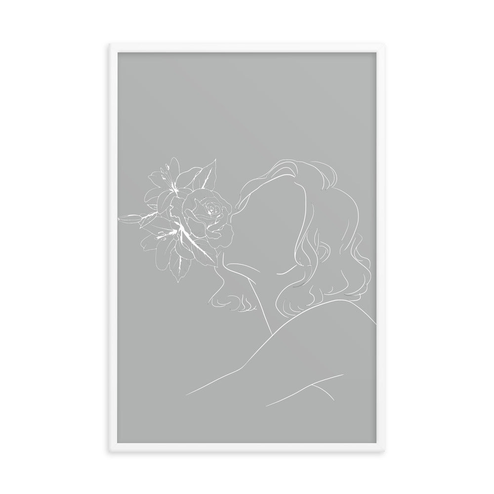 rosekiss_grey - Framed poster