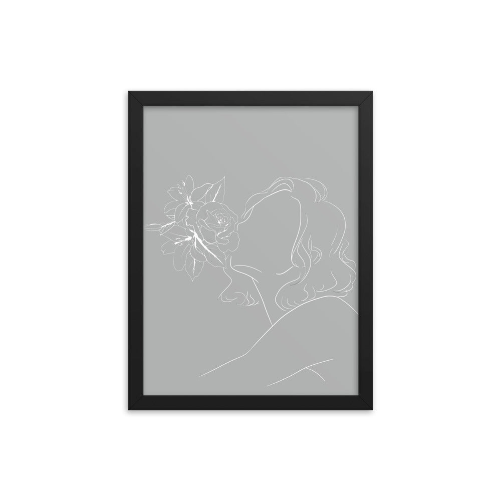 rosekiss_grey - Framed poster