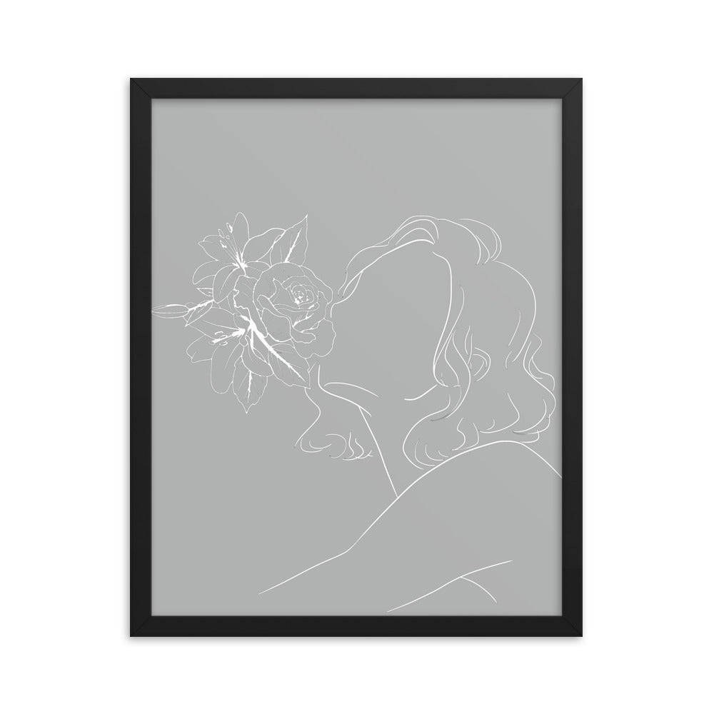 rosekiss_grey - Framed poster