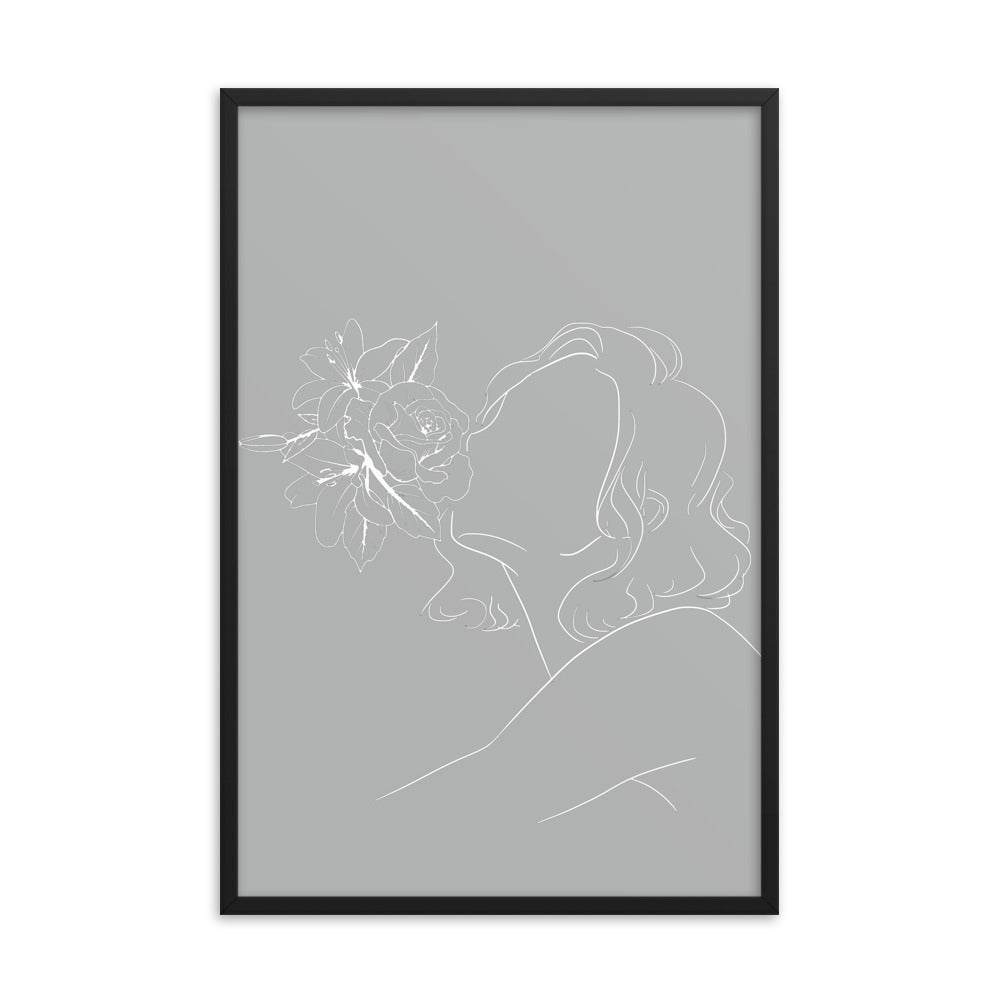 rosekiss_grey - Framed poster