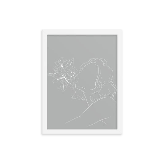 rosekiss_grey - Framed poster